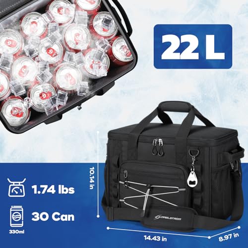 Maelstrom Soft Sided Cooler Bag, 30/40 Can Collapsible Insulated Ice Chest, Large Leakproof Portable Storage for Camping, Travel, Kayaking & Beach - color: 1.Black, size: 30 Can