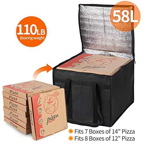 Bodaon Insulated Pizza Delivery Bag, 16" x 16" x 14" Pizza Warmer Bags for Carry Hot, Commercial Delivery Bag, Food Warmers for Parties, Pizza Pack Insulation, Pizza Carrier, Black, 1-Pack - color: Black-Red