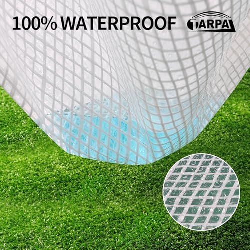 TARPAL 6'x10' Clear White Tarp Heavy Duty Waterproof 12mil with Grommets or Zip Ties for Small Greenhouse for Outdoors Garden,Farm,Chicken Coops - color: Clear White Leno Tarp, size: 6x10ft-Finished size