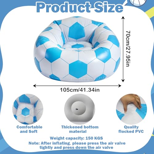 Inflatable Bean Bag Chairs for Adults,Lazy Chair Soccer Design,Portable Inflatable,Blow up Inflatable Seat for Lawn, Holiday Party, Home,Garden,Outdoor&Indoor