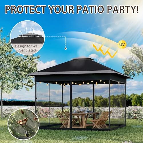 Bezseller 11x11 Pop Up Gazebo with Mosquito Netting – Easy 1-Person Setup, Water-Resistant Backyard Canopy for Family Patio & Garden Use, Black - color: Black, size: 11"x11"