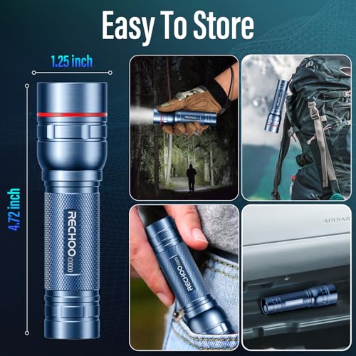 Rechargeable Flashlights High Lumens, G1000 Super Bright Flash Light, Small Zoomable LED Flashlight with 3 Lighting Modes, Portable Tactical Flashlight for Camping Essentials (Battery Included)-Blue - color: Blue, size: 1 Pack