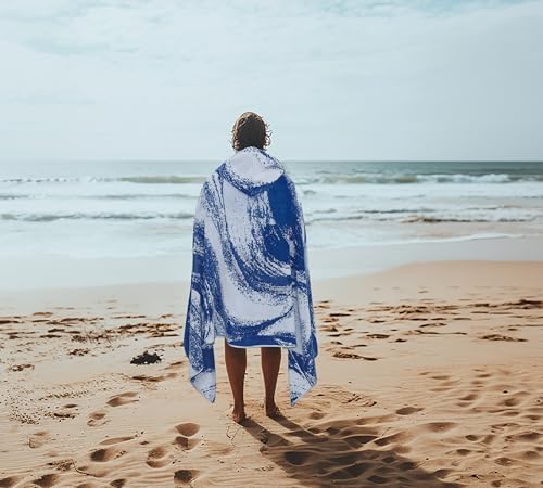 COTTON CRAFT Hooded Beach Towel - Oversized XXL 35x84 Towel with Hood for Adults - The Big Kahuna 7 Foot Large Beach Blanket Towel - Big & Tall Soft 100% Cotton Velour Pool Bath Wrap - Waves Blue - color: Surf Blue, size: 1 Pack - 35x84 Hooded