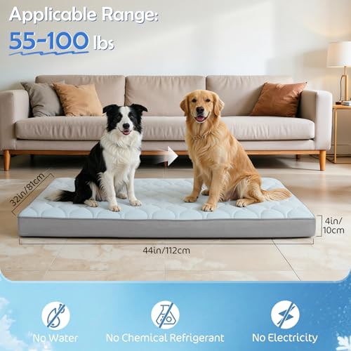 Q-Max>0.4 Cooling Dog Bed, 44" x 32" Orthopedic Dog Beds Large Sized, Waterproof Self-Cooling Pet Mat for Summer with Removable Washable Cover, Egg Crate Foam, Anti-Slip Bottom, Non-Gel, Blue - color: Cooling Blue, size: 44" x 32"