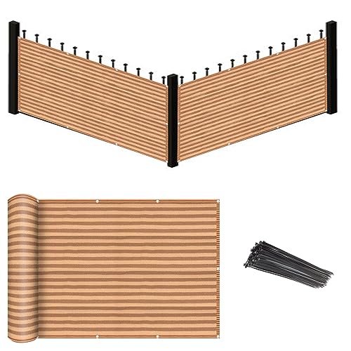 Eden's Decor Balcony Privacy Screen Brown/Khaki 2'6"x 5' Cover Mesh Windscreen Weather-Resistant UV Protection for Backyard Deck, Patio, Balcony, Pool, Porch, Fence, Railing, Gardening - color: BROWN/KHAKI, size: 2'6"x 5'
