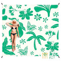 Beach Blanket Waterproof Sandproof, 9 Ft X 10 Ft Extra Large Sand Free Beach Mat, Big Compact Lightweight Quick Drying Picnic Blanket with 4 Stakes & Pockets for Camping, Travel, Hiking - color: Summer Field, size: 9x10 FT (1～8 Person)