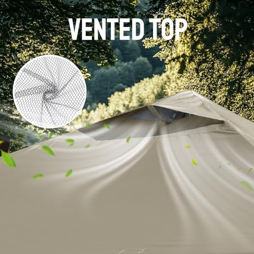CROWN SHADES 10x10 Pop Up Canopy Tent - Patented Center Lock One Push Instant Outdoor Canopy Beach Tent with STO-N-Go Bag 8 Stakes & 4 Sand Bags，Khaki - style: Khaki