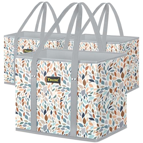 BALEINE 3Pk Reusable Grocery Bags, Foldable Shopping Bags for Groceries with Reinforced Bottom & Handles (Mosaic) - color: Mosaic, size: 3 Pack