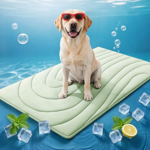 Cooling Mat for Dogs, 59" x 40" Self-Cooling Dog Bed with Arc-Chill Technology 3.0(QMAX>0.5), Non-Slip Washable Pet Cooling Pad for X-Large Dogs, Indoor Outdoor Floor Mat - Green - color: Green, size: X-Large(59" x 40")