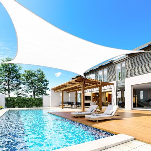 Quictent 20x16ft Rectangular Sun Shade Sail 185G HDPE Canopy 98% UV Block Outdoor Patio Garden Commercial Deck with Hardware Kit (White) - color: White, size: 20 x 16 ft, style: Rectangle