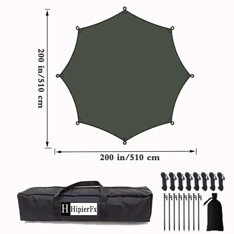 16x16 ft Large Camping Tarp with Poles Waterproof Hammock Rain Fly Camping Awning Sun Shelter (Green, Without Poles) - color: Green, size: Without Poles