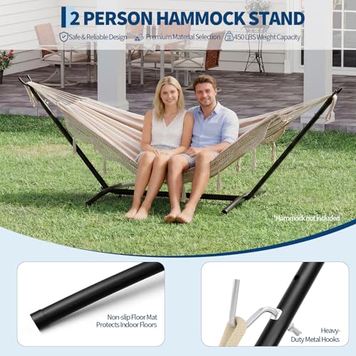 Garvee 9FT Hammock Stand, Heavy Duty Adjustable Steel Hammock, 450-Pound Capacity, Weather Resistant and Easy to Assemble