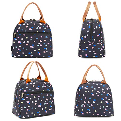 FlowFly Insulated Lunch Cooler Bag - Tote Organizer for Women/Men, Black Flower - color: Black Flower
