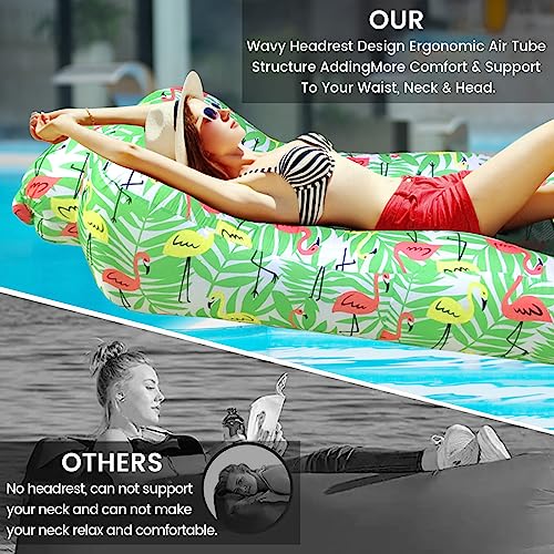 ele ELEOPTION Outdoor Inflatable Camping Couch Waterproof Portable Blow Up Air Sofa Chair Lounger for Backyard Beach Traveling Camping with Compression Sacks (Firebird Print) - color: Firebird Print