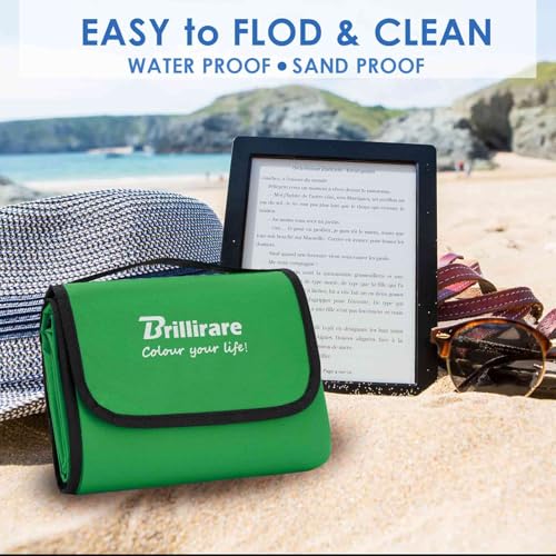 Beach Picnic Blanket, Sandproof Waterproof Camping Blankets Large, Outdoor Sandfree Foldable Mat 55x32in, Oversized Packable Family Mats for Hiking, Camping, Park, Travel, Grass Concert-Green - color: Green, size: 55x32 in