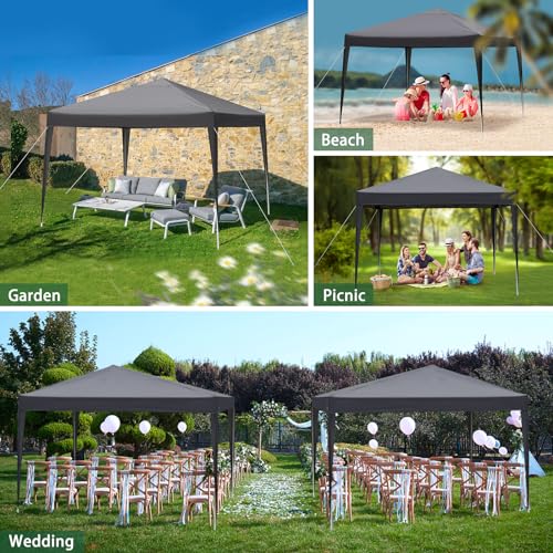 Outvita 10x10ft Ez Pop Up Outdoor Canopy Tent, Portable Commercial Instant Tent with Carry Bag for Party Wedding Birthday BBQ Events - style: 10x10-gray