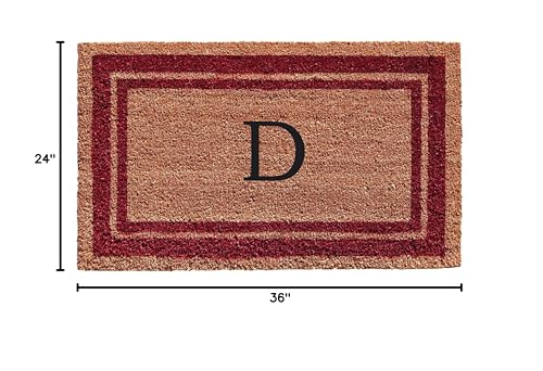 Calloway Mills 152992436D Burgundy Border 24" x 36" Monogram Doormat (Letter D) - color: Letter D, size: 2' x 3' (Yes)