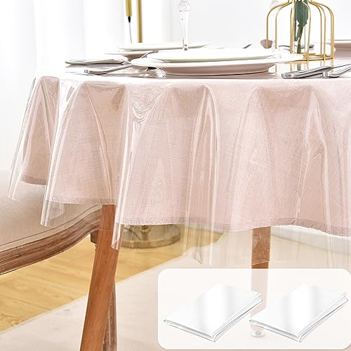 Nasitos 2 Pack Round Clear Plastic Tablecloth Protector 70 Inch-100% Waterproof Table Cover Vinyl Plastic Sheet, Thick Non Slip Wipeable Circular Table Cloth for Wedding, Banquet, Restaurant, Parties - color: Clear, size: 70 Inch (Round)