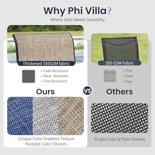 PHI VILLA 7 PCS Patio Dining Set, Rectangle Metal Table with 1.57" Umbrella Hole and 6 High Back Textilene Swivel Chairs, Suitable for All Weather - color: Brown Fabric, size: 60"L x 38"W x 28"H-7 Piece-Metal