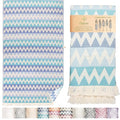 Premium Turkish Beach Towel – 100% Cotton, Quick Dry, Sand Free, Oversized Beach Towel 35”x 67” – Ideal for Travel, Pool, and Beach, – Zig Zag Blue - color: Blue