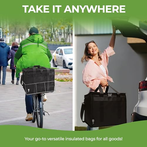 TRUE NORTH Insulated Food Delivery Bag w/Divider - NEW 2026 UPDATE (23"x15"x14") - Uber Eats Food Warmer Bag - Warming Bags For Food - Insulated Delivery Bags For Hot Food, Pizza Delivery Bag