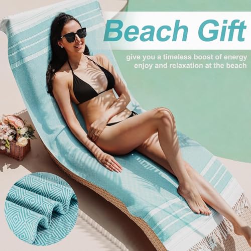 Genovega 6 Packs Oversized Turkish Beach Bath Towel Set Bulk 74"x38" Extra Large Sand Free Quick Dry Swim Camping Pool Clearance Towels Travel Blanket Adult Essentials Royal Blue Stripe - color: Multi Stripe Eight