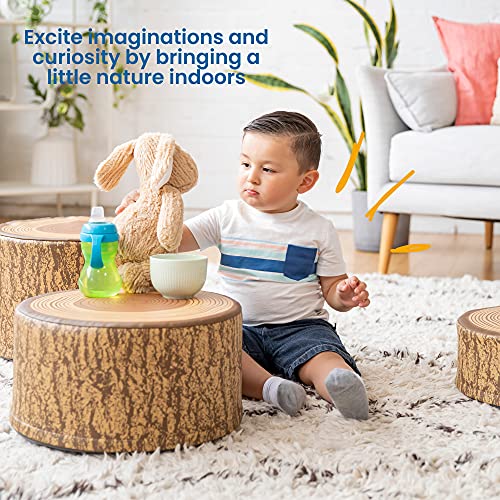 ECR4Kids SoftZone Tree Stump Stool Seating Set, Classroom Furniture, Chocolate, 3-Piece
