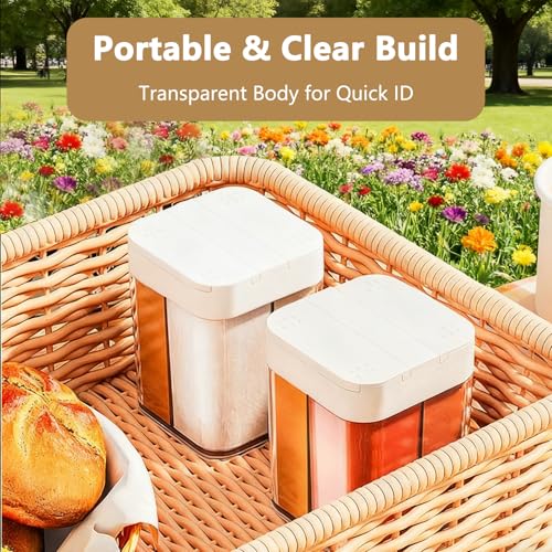 4-in-1 Camping Spice Containers Portable Multi Shaker Container for Travel Spices Seasoning Kit and Mini Organizer Set Salt and Pepper Jars for Camp Cooking and Traveling Essentials