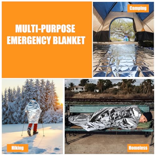 150PCS Emergency Blankets Foil Mylar Thermal Individually Wrapped, Waterproof Survival Blanket for Camping, Outdoors, First Aid Kit Travel