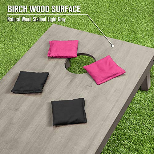 GoSports 4 ft x 2 ft Regulation Size Wooden Cornhole Boards Set - Includes Carrying Case and Bean Bags (Choose Your Colors) Over 100 Color Combinations - color: Black & Pink
