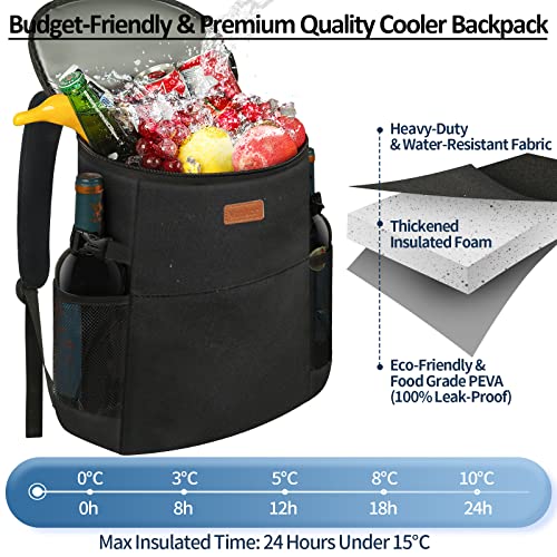 Camping Cooler Backpack 30 45 Cans, Soft Backpack Coolers Insulated Leak Proof Travel Cooler Bag Waterproof Lunch Picnic Beach Work Trip Thermal Bag Drink Beverage Beer Bag Cooler - color: Black, size: 30 Cans