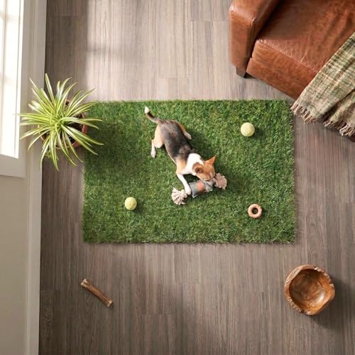 Ottomanson Dog Grass Mat 2'7" x 3' – Artificial Grass Pad for Dogs, Balcony & Patio, Turf for Pet Training & Potty, Drainage Holes & Easy to Clean - size: 3-ft