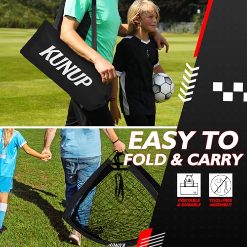 2 of 5×3 6x4 9x5 FT Portable Kids Soccer Goals Set, Foldable Soccer Practice Nets for Backyard with Carrying Bag for Toddler Youth Pop Up Soccer Training Equipment Indoor Outdoor Sports Game Gift - color: Black, style: 6x4FT