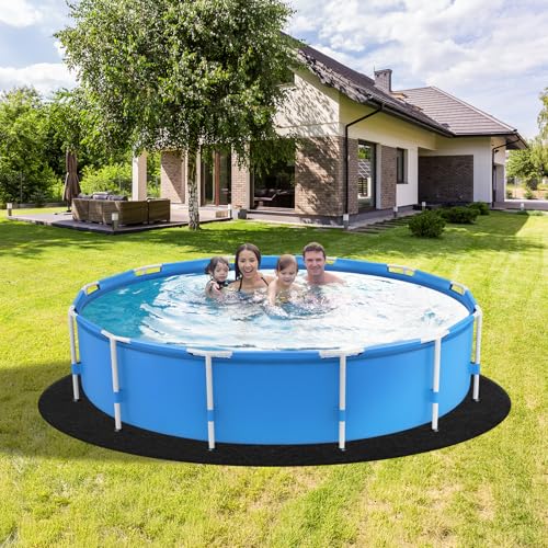 VINGLI 18 FT Pool Pad for Above Ground Pool, Upgraded Extra Thick Swimming Pool Liner Pad 18 FT Round, Prevent Punctures Weed Barrier, Under Pool Mat Pool Protection, Black - size: 18 FT
