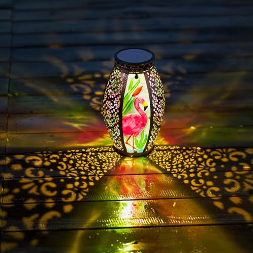 STARSOUL Solar Lantern Outdoor Waterproof, Hanging Solar Lantern for Patio Garden Yard Decor, Flamingo Garden Decor, Flamingo Gift for Women - color: Flamingo