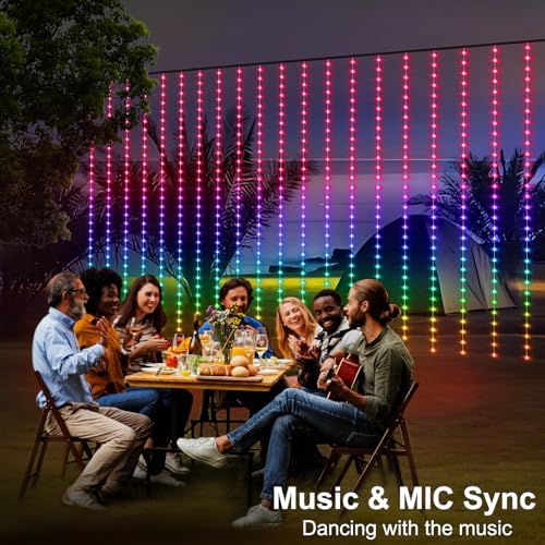ZAIYW WiFi Smart RGB Color Changing Curtain Lights - 600 LED, Compatible with Alexa, App Control, Music Sync, Plug in for Christmas Wedding Outdoor Decor - color: RGB&IC, size: 20Ft x 10Ft