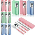 Nicunom 9 Pack Reusable Travel Utensils with Case, Portable Stainless Steel Flatware Set, Knife Fork Spoon Chopsticks, for Camping Lunch Box Picnic