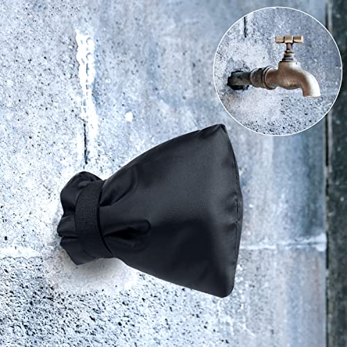 BoArt Outdoor Faucet Cover Socks for Winter Freeze Protection, 7.09" W x 9.06" H, Hose Bib Covers for Wall Taps Outside, Waterproof & Frost Free Insulated Spigot Cover, 2 Pcs Faucet Socks Black
