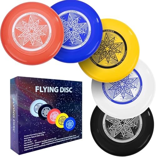 Eastgoing Outdoor Flying Disc 175 Gram, 10.75 Inch Sport Disc ，Loads of Colors Available, Suitable for Competitions, Team Flying Disc for Beach, Park, Pet, Camping and More, - color: 5 Colors