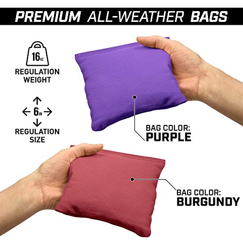 GoSports 4 ft x 2 ft Regulation Size Wooden Cornhole Boards Set - Includes Carrying Case and Bean Bags (Choose Your Colors) Over 100 Color Combinations - color: Burgundy & Purple