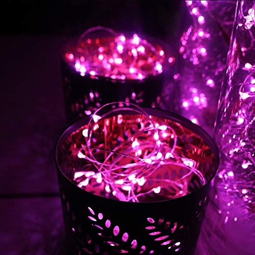 6-Pack 7Ft Starry String Lights No Remote Fairy String Lights 20 Micro Starry Leds On Silvery Copper Wire CR2032 Batteries Included for Wedding Centerpiece,Party,Christmas Table Decor (Pink) - color: Pink, size: 7ft