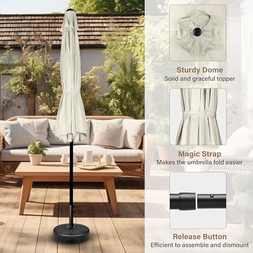 Simple Deluxe 7.5ft Patio Umbrella Outdoor Table Market Yard Umbrella with Push Button Tilt/Crank, 6 Sturdy Ribs for Garden, Deck, Backyard, Pool, Creamy White - color: Creamy White-New, size: 7.5ft