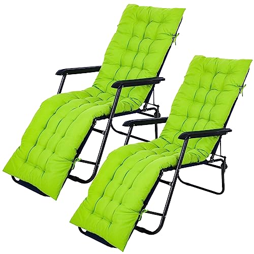 Bucherry 67 x 19 Inch Chaise Lounge Cushions Soft Lounge Chair Cushion Gravity Chair Cushion Sofa Lawn Furniture Cushion Pad with 6 Tie for Outdoor Indoor Patio Home Without Headrest (Green,2 Pcs) - color: Green