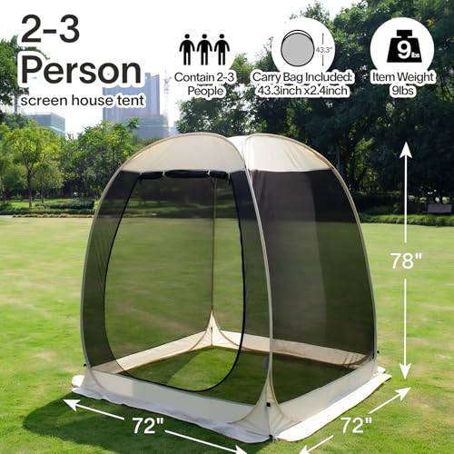 Alvantor® Screen House Gazebo, Pop Up Igloo Screened Canopy Tent with Mosquito Netting Sides,Instant UV Resistant Sun Shelter for Garden,Patio,Backyard,Beige 6 x6 FT - color: Beige, size: 6'x6'