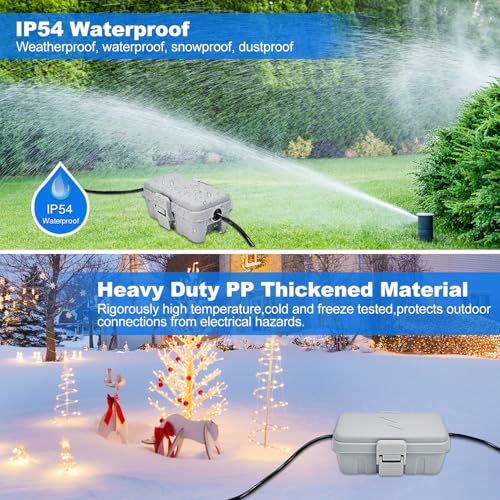 Hrensaw Small Weatherproof Electrical Connection Box(Inner 5.5 x 3 x 2.2inch),Outdoor Electrical Box,Waterproof Extension Cord Covers for Plug, Extension Cables, Holiday Lights,Grey - color: Grey, size: Small
