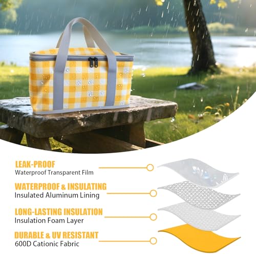 2 Pack Insulated Picnic Bag Keep Hot or Cold for Outdoor Beach Party Cooler Bags with Zippered Top Reusable Foldable