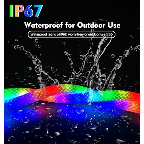 16.4ft LED Neon Rope Lights, Waterproof Music Sync Strip Lights with Remote & APP Control, USB-Powered Flexible Lighting for Christmas Halloween Decor, Gaming Room Bedroom Indoor Outdoor Decoration - size: 16.40 ft