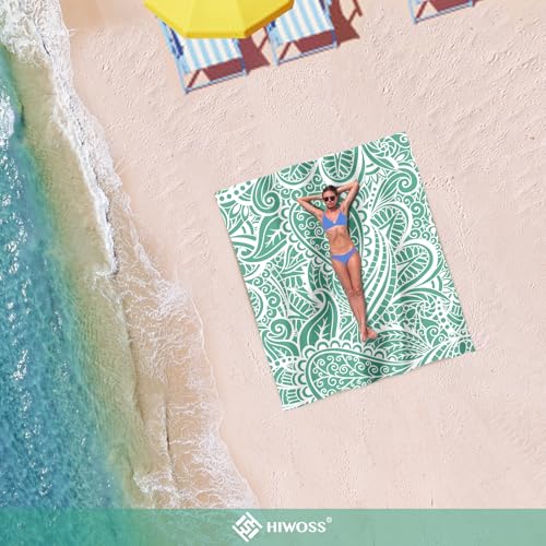Beach Blanket Waterproof Sandproof Oversized 95”x 80”,Sand Free Beach Mat with Corner Pockets,Portable Mesh Bag for Beach Festival,Picnic,Travel and Outdoor Camping (Greenleaf) - color: Greenleaf