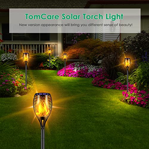 TomCare Solar Lights Outdoor 99 LED Higher & Larger Flickering Flame Solar Torch Lights 43" Waterproof Outdoor Lighting Solar Powered Pathway Walkway Lights for Outside Garden Patio Yard, 4Pack - color: Black, size: Large - 4 Pack