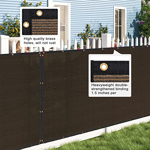 Privacy Fence Screen 8' x 10', 90% Blockage Heavy Duty 170 GSM Fencing Mesh Net Cover for Outdoor Wall Garden Yard Backyard Cable Zip Ties Included Brown-We Make Custom Size - color: Brown, size: 8X10 FT - Custom Sizes